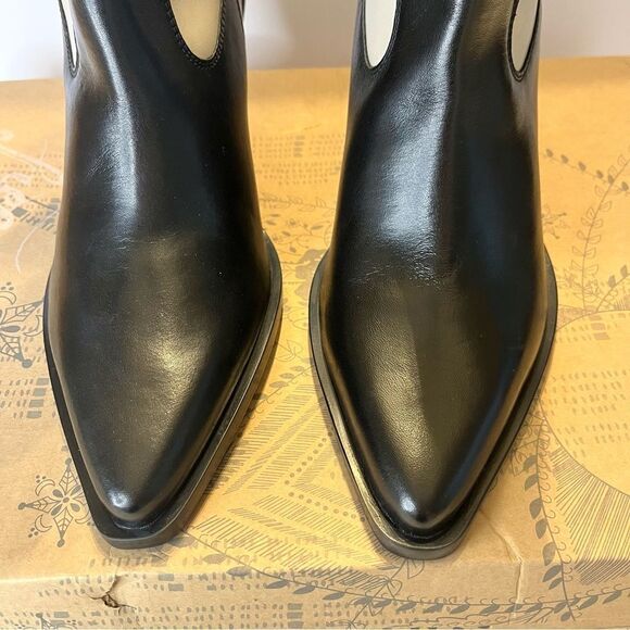 Free People Twin Flames Leather Western Cowboy Boots in Black/Ivory NEW in box - Picture 8 of 15